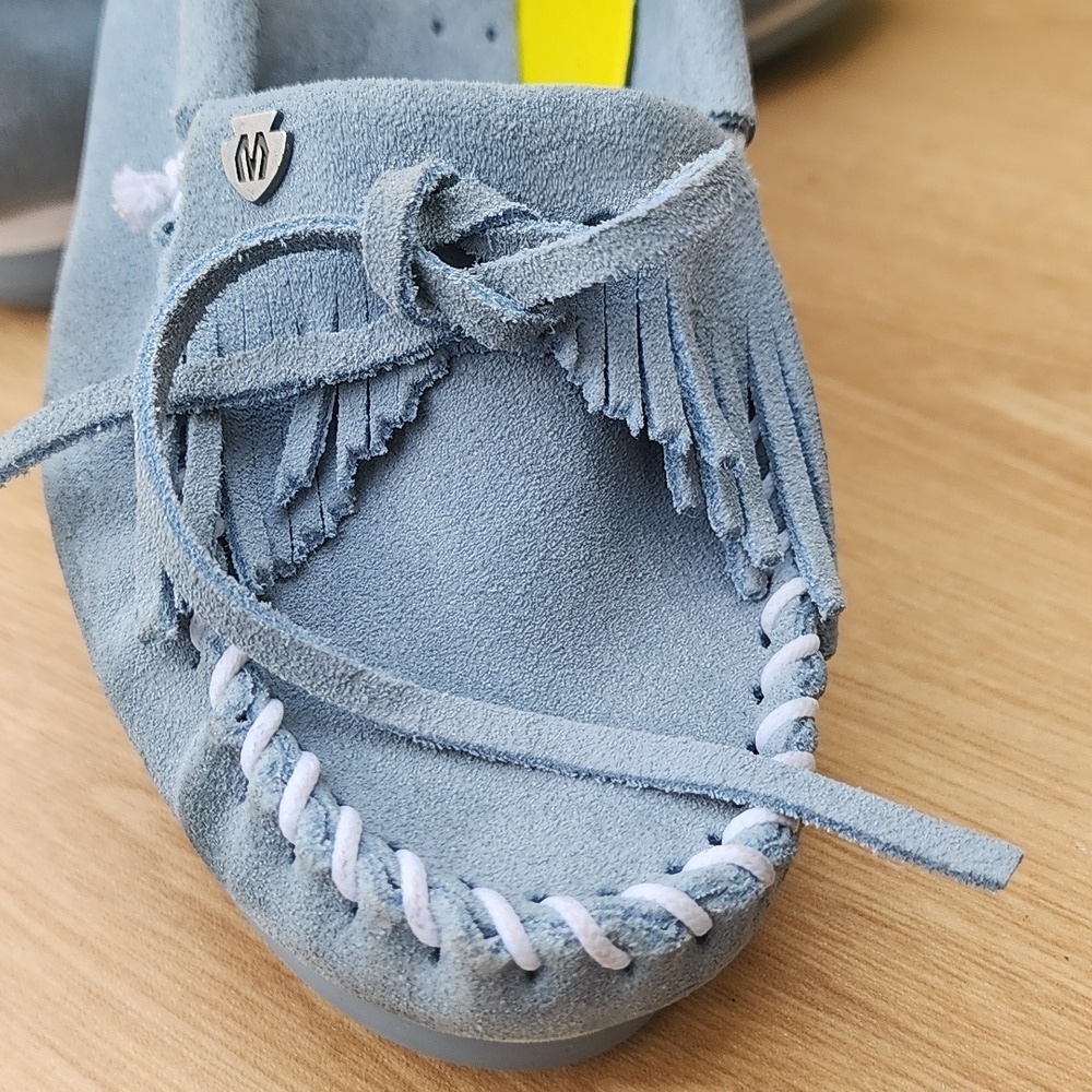 Minnetonka light blue suede moccasins size 7 - Picture 6 of 11